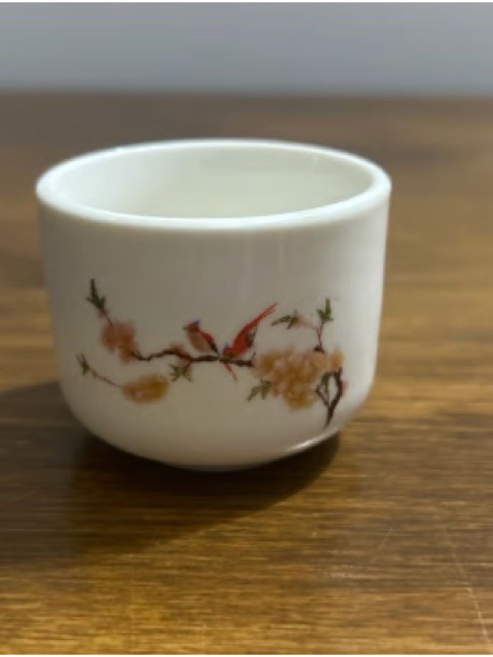 Porcelain Decorative Vase with Red Bird and Floral Motif - White